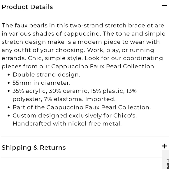 Chico's Taupe Cappuccino Two-Strand Faux Pearl Necklace and Stretch Bracelet Set - Picture 12 of 15